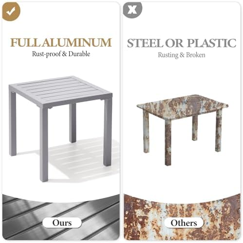 Crestlive Products Aluminum Outdoor Side Table Set of 2, Pool Lounge Chair Si...