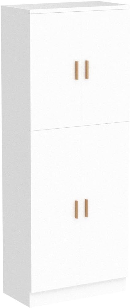 AIEGLE Kitchen Pantry Storage Cabinet with Adjustable Shelves, Kitchen Pantry with 4 Doors, Freestanding Cupboard Storage Organizer Cabinet for Kitchen Living Room, White 61.2" Tall