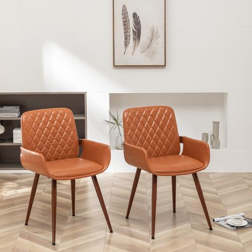 LUNLING Mid Century Modern Dining Room Chairs Set of 2 Accent Faux Leather Ki...