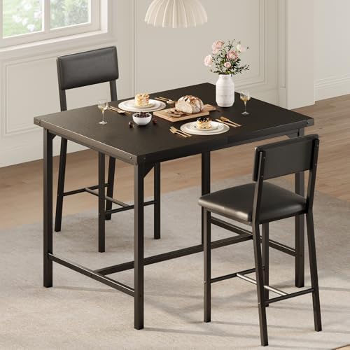 GarveeHome Dining Table Set for 2 with Corner Protector, Kitchen Table Set w/...
