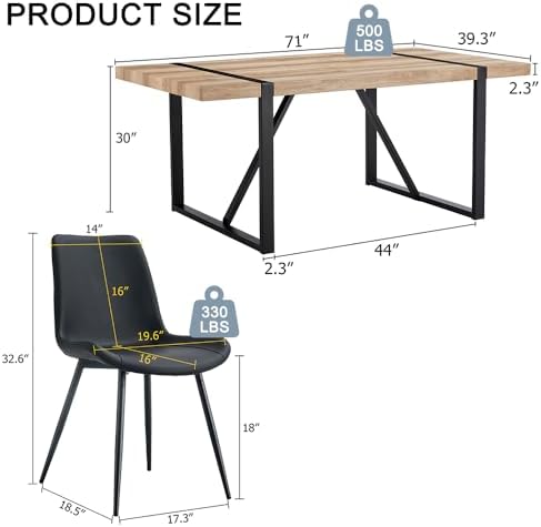Dining Table Set for 6, 71'' Wood Dining Table and Chairs Set of 6