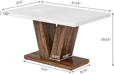Tribesigns 47-Inch Dining Table for 4, White Kitchen Dinner Table with Heavy ...