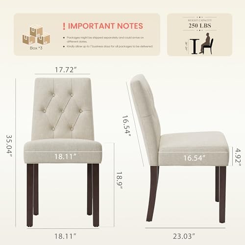 Upholstered Dining Chairs Set of 6 - Modern Parsons Chairs