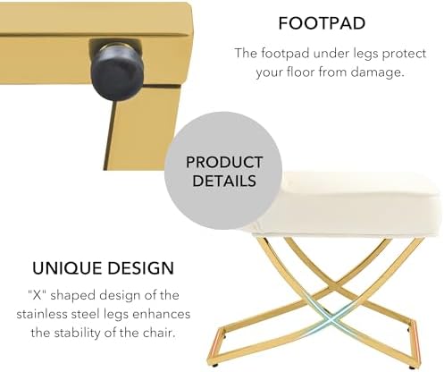 LOULENS Velvet Dining Chairs Set of 2, Tufted Wingback Gold X-Legs, Beige