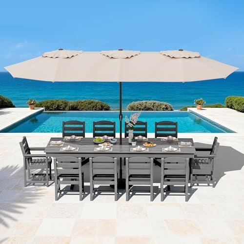SERWALL Outdoor HDPE Armless Dining Chairs Set of 4,All-Weather Use,Gray