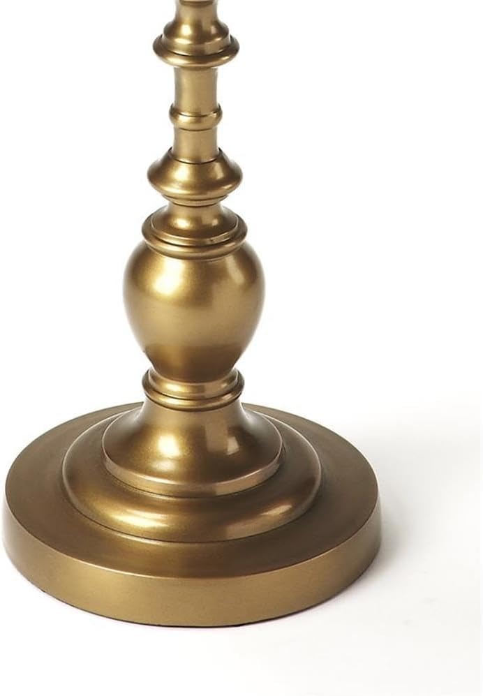 Beaumont Lane Transitional Metal Pedestal Side Table, 10" Round Top, Ant...