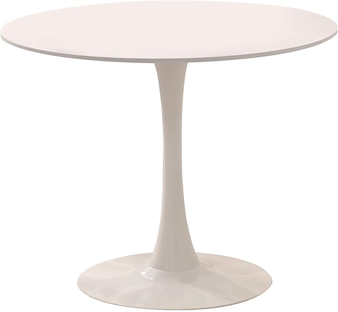 3-Pieces 31.5" Round Dining Table Set for 2, White Dining Table & Boucle Upholstered Dining Chairs Set of 2 for Kitchen Dining Room Apartment Small Space(White-Gold Leg Chair)