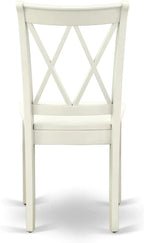 East West Furniture MZCL5-LWH-W 5 Piece Dinette Set for 4 Includes a Rectangle Dining Room Table with Dropleaf and 4 Dining Chairs, 36x54 Inch, Linen White