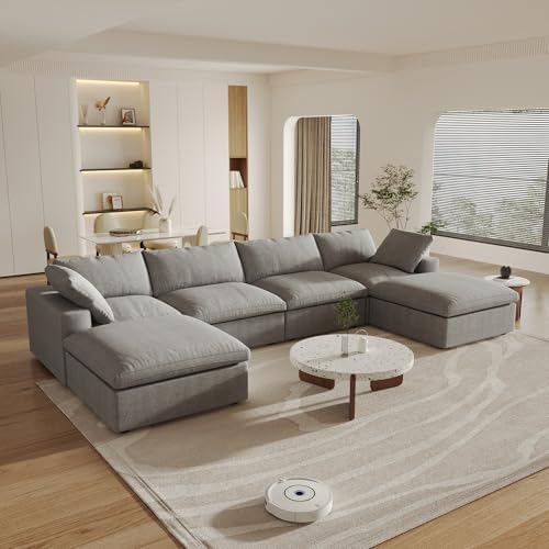 JACH U-Shaped Couches for Living Room, 6-Seats Modular Convertible Sectional ...