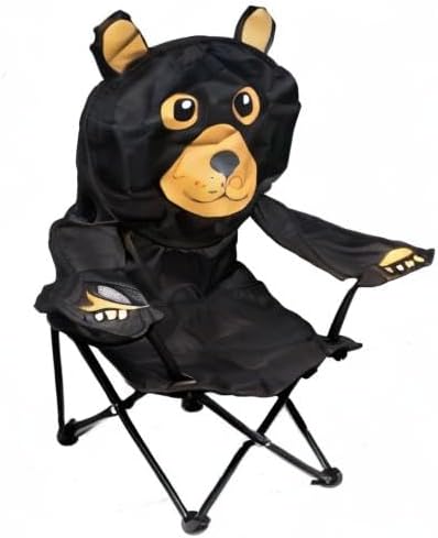 Wilcor Kids Folding Camp Chair with Cup Holder and Carry Bag - Black Bear