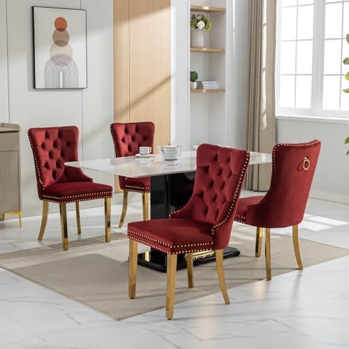 Aoowow Velvet Upholstered Dining Chairs Set of 2, Wingback Armless Side Chair...