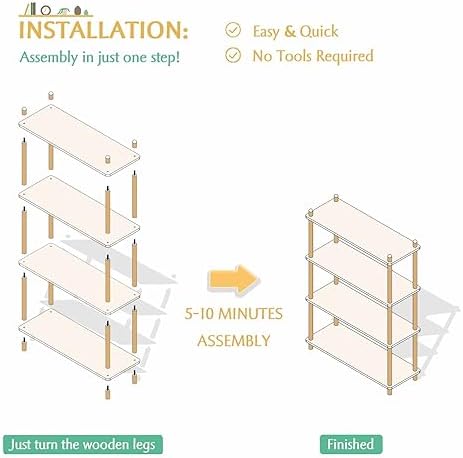 IOTXY 5-Tier Wooden Shelf Bookcase, Freestanding Open Bookshelf, Oak