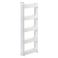 Miles Kimball 5 Tier Slim Cart, White, Durable Plastic, Easy Assembly, Holds Up to 6.5 lbs