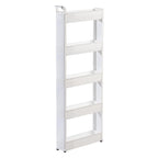 Miles Kimball 5 Tier Slim Cart, White, Durable Plastic, Easy Assembly, Holds Up to 6.5 lbs