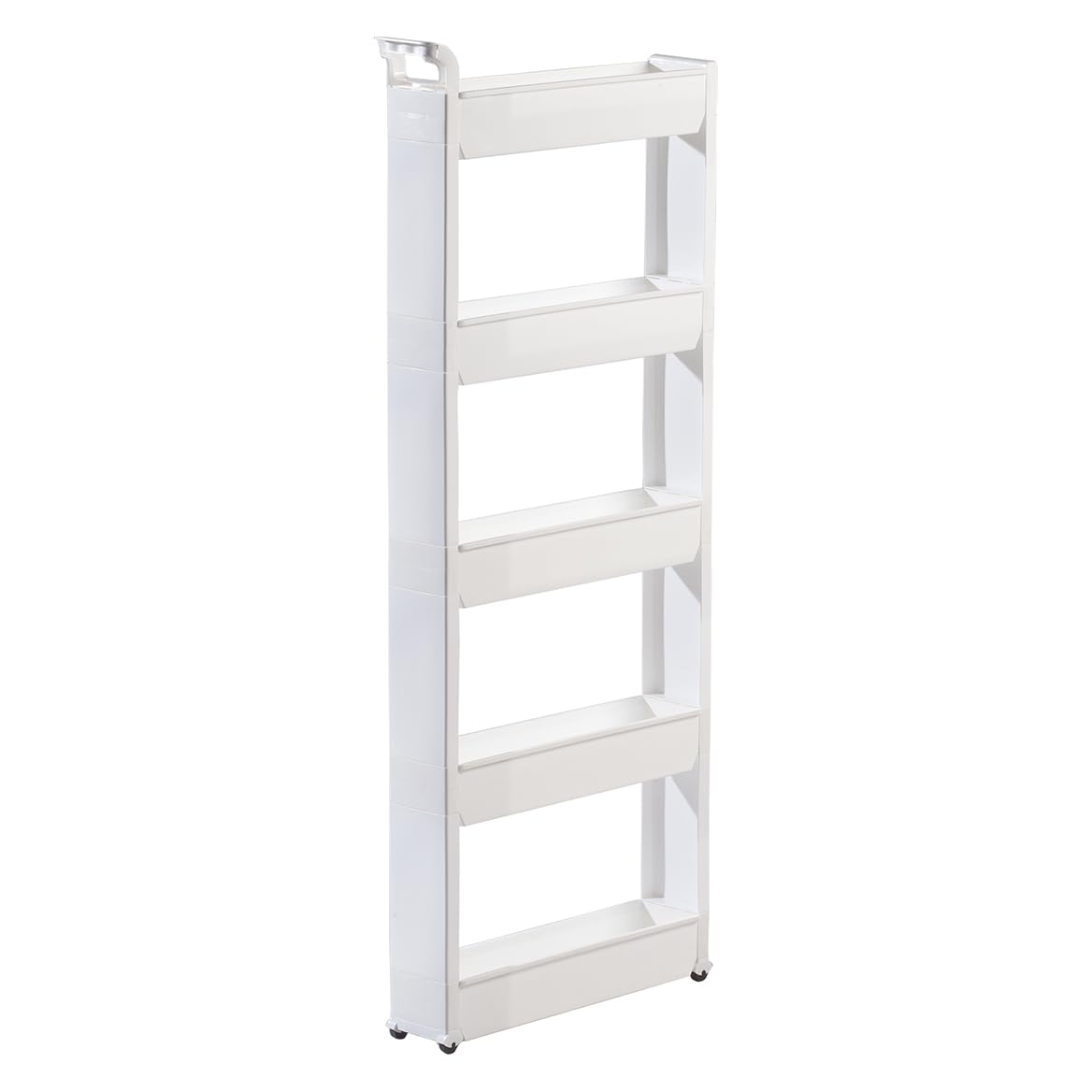 Miles Kimball 5 Tier Slim Cart, White, Durable Plastic, Easy Assembly, Holds Up to 6.5 lbs