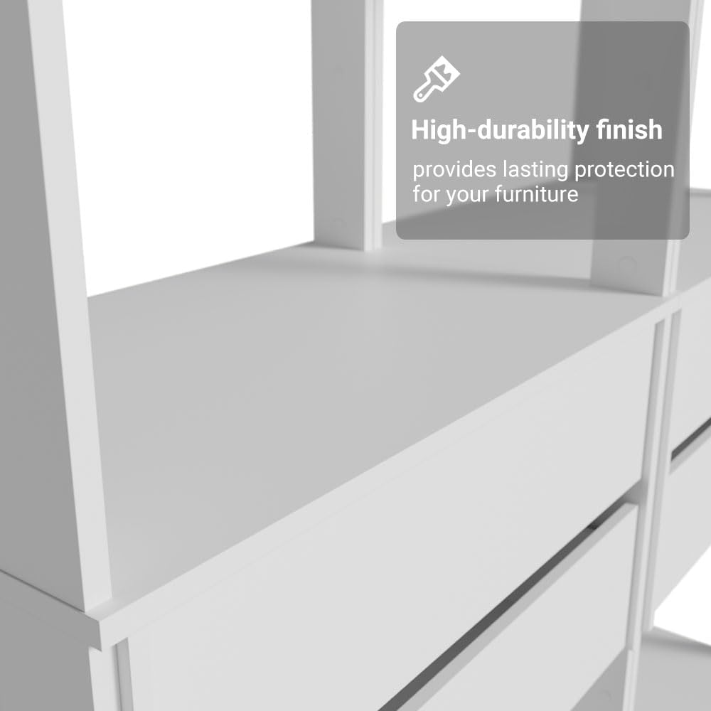 Madesa Kitchen Pantry Storage Rack 27" L with 2 Drawers and Open Shelves...