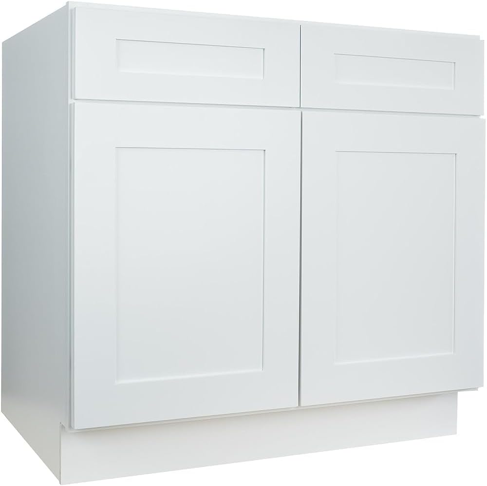 Hollywood Fabiani Design Sink Base Kitchen Cabinet 33 in. W x 24 in. D x 34-1/2 in. H, Shaker White - Solid Wood Frame, 1/2-Inch Cabinet-Grade Plywood Box, Soft-Close Doors, Ready to Assemble