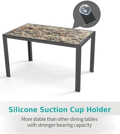 Gizoon Marble 7 Piece Glass Dining Table Set, Kitchen Table and Chairs Set