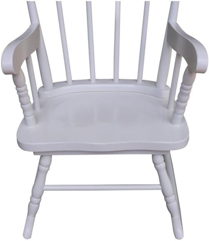 Rosebery Kids Solid para Wood and Veneers Rocker, Linen White Finish, 27.75" H x 22" W x 20" D, Durable Construction, Ready to Assemble, Children's Rocking Chair for Bedroom or Playroom