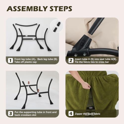 Lazy Chair with Folding Ottoman,Leisure Sofa Chair,Soft Fabric Armchair with ...