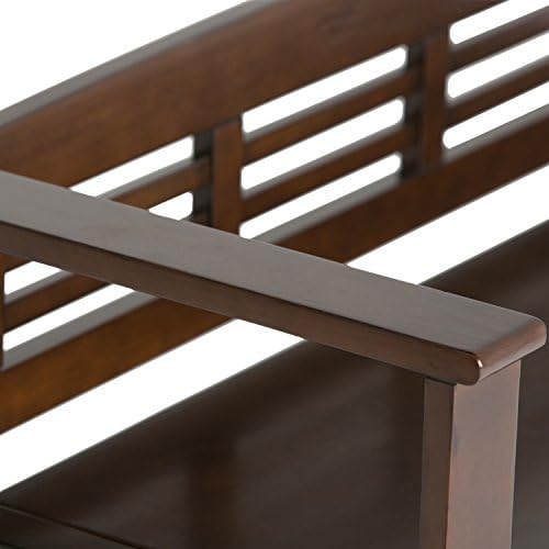 SIMPLIHOME Adams 48" Wide Solid Wood Storage Bench in Medium Brown