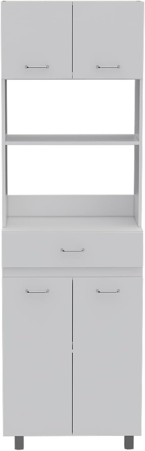 Microwave Cabinet with Storage, Kitchen Organizer, White