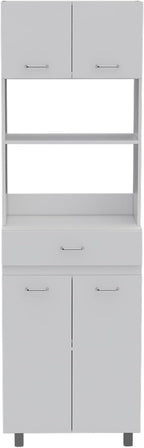 Microwave Cabinet with Storage, Kitchen Organizer, White