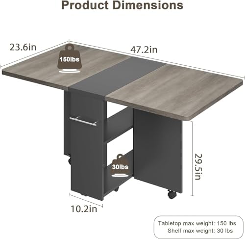 GarveeHome Folding Dining Table, Space Saving Farmhouse Dining Table for 4 St...