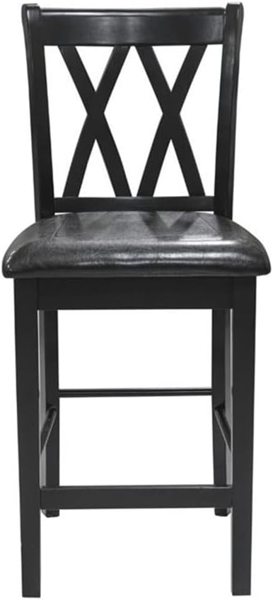 MAKLAINE 5 Piece Solid Wood Counter Height Dining Set, Black Finish, Table wi...