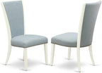 East West Furniture DOVE9-LWH-15 9 Piece Kitchen Table Set Includes a Rectangle Dining Table with Butterfly Leaf and 8 Baby Blue Linen Fabric Parson Dining Chairs, 42x78 Inch, Linen White