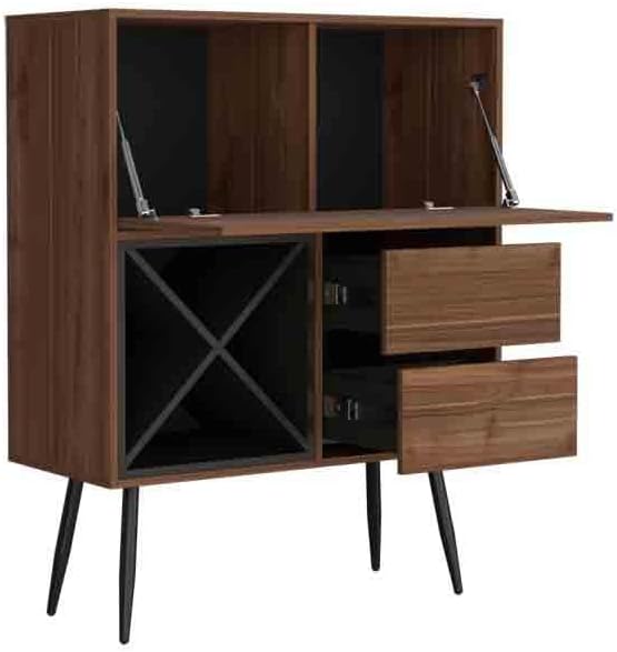 Octupos Kitchen Island with Bottle Racks and Drawers | Includes four bottle r...