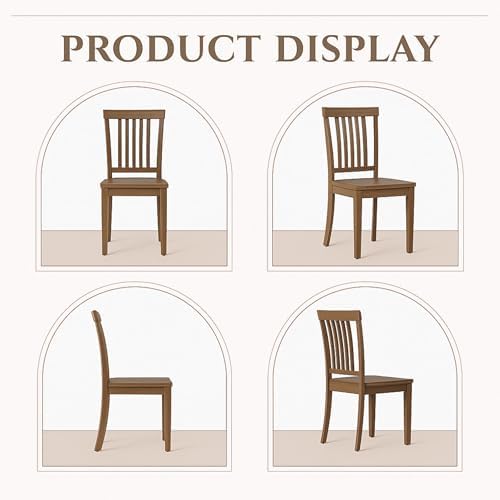 COLAMY Wooden Dining Chairs Set of 4, Spindle High Back Windsor Kitchen Side ...