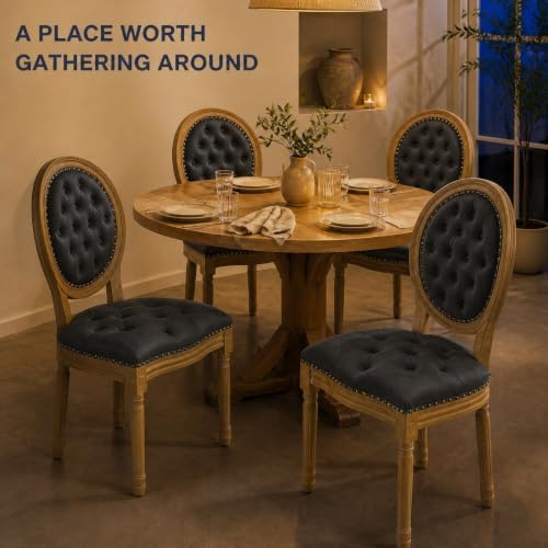 ODUSE-DAILY French Country Dining Chairs Set of 6, Black Kitchen & Dinnin...