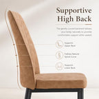 Dining Chairs Set of 4, Suede Upholstered Kitchen Chairs with Metal Legs, Modern Dining Room Chairs with Vertical Channel Backrest, Breathable Armless Chairs for Dining Room, Apartment (Brown, 4)