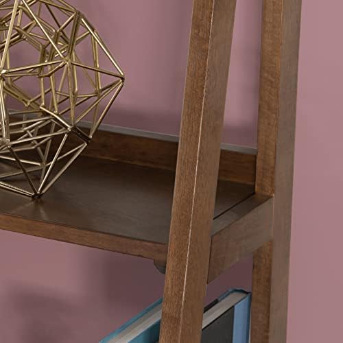 Linon Melissa Walnut Mid-Century 5 Shelf Bookcase