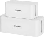 ChargeWorx Cable-Management Box Set, Cord Organizer, Cable Box to Hide Surge Protectors and Power Strips, Desk and Floor Cord Management, Home Office and TV Wire Concealer, White