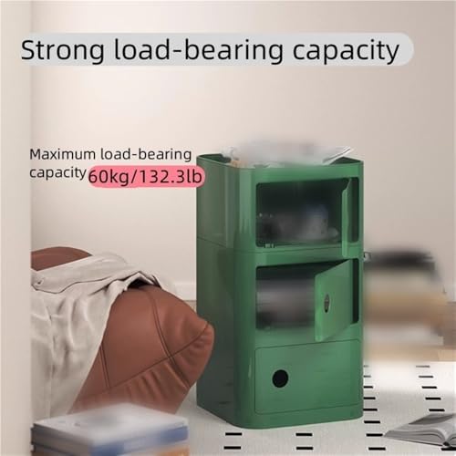 Movable Square Nightstand, Plastic Side Table with Universal Wheels, Multifun...