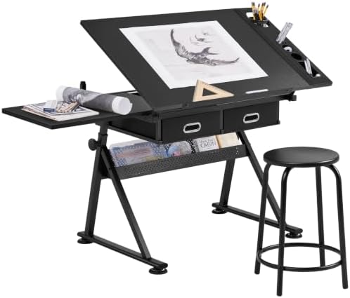 Topeakmart Drafting Table for Artists, Height Adjustable Drawing Draft Desk