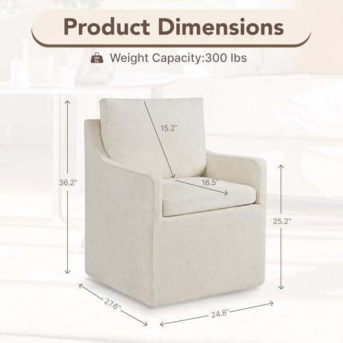 KISLOT Upholstered Dining Chairs Set of 1 with Washable Cover, Oatmeal | Mode...
