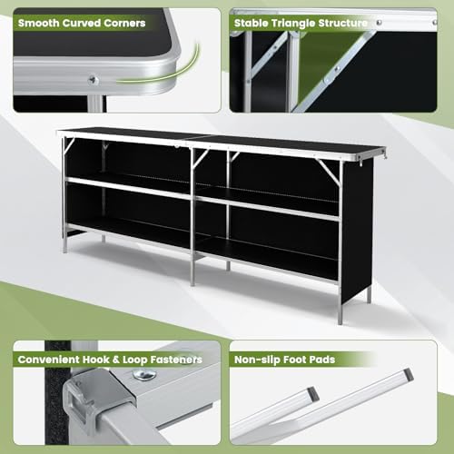 COSTWAY 81" Folding Picnic Table, Portable Bar Table with Carry Bag