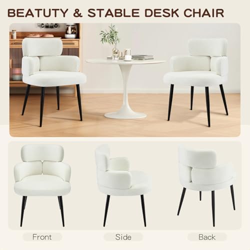 Modern Upholstered Dining Chair, Accent Chair with Soft Fabric, Black Metal L...