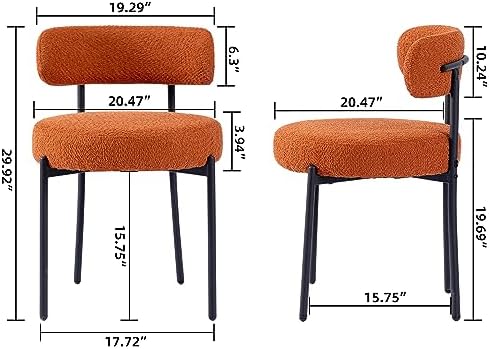 DYHOME Boucle Dining Chairs Set of 4, Upholstered Dining Room Chairs Orange