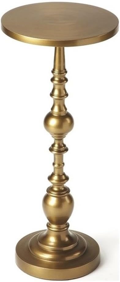 Beaumont Lane Transitional Metal Pedestal Side Table, 10" Round Top, Ant...