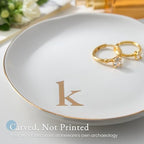 Lolalet Handmade Ceramic Ring Dish Jewelry Tray Plate with Initial, Small Monogram Gift for Her Women Girls Mother, Hostess, Engagement, Bridal Shower, Maid of Honor, Bridesmaid, Birthday, Christmas