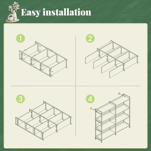 Huuger 4 Tier Bookshelf with 8 Open Shelves and Raised Baffle, Rustic Brown