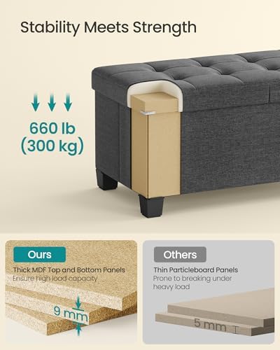 SONGMICS Storage Ottoman Bench with Legs, Folding Ottoman Foot Rest with Flip...