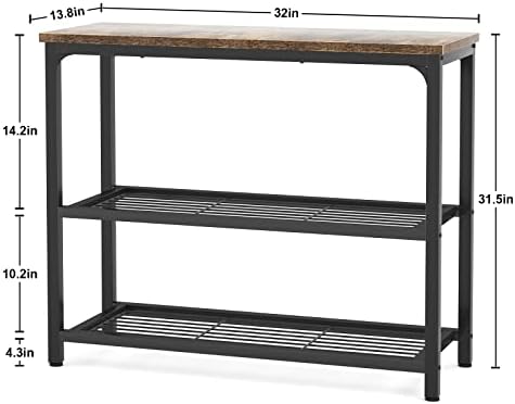 Ecoprsio Small Console Table, Sofa Table with Double Mesh Shelves, Industrial...