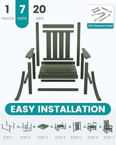 SERWALL Oversized Outdoor Rocking Chair Set of 2, HDPE Rocker for Adults, Pat...