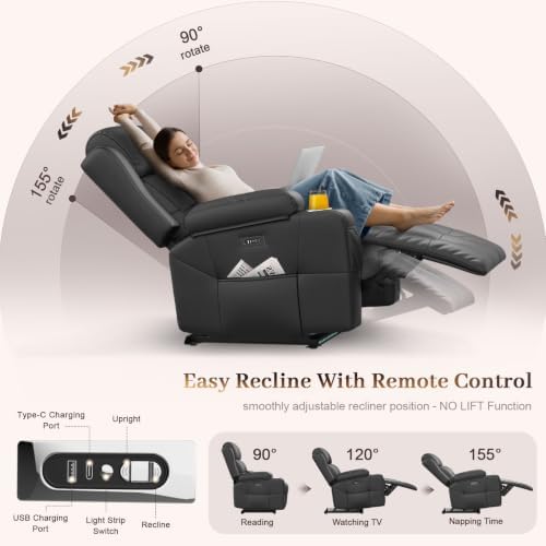 Power Recliner Chair with Heat and Back Massage, Electric Power Oversized Reclining Chair Infinite Position with Storage Armrests & 2 Cup Holders for Living Room, Brown