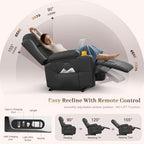 Power Recliner Chair with Heat and Back Massage, Electric Power Oversized Reclining Chair Infinite Position with Storage Armrests & 2 Cup Holders for Living Room, Brown